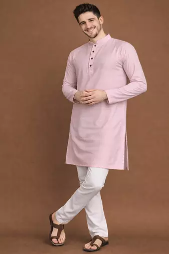 Pink color jaquard butti work jaquard silk kurta payjama set