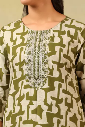 Vaani olive abstract suit set