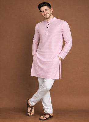 Pink color jaquard butti work jaquard silk kurta payjama set 4