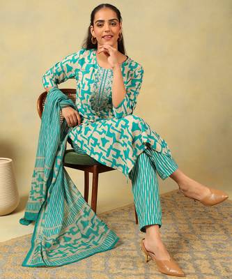 Amishi teal abstract suit set 4