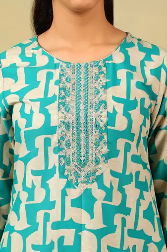 Amishi teal abstract suit set
