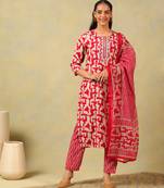 Sanaya deep rose abstract suit set