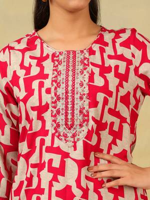 Sanaya deep rose abstract suit set 5