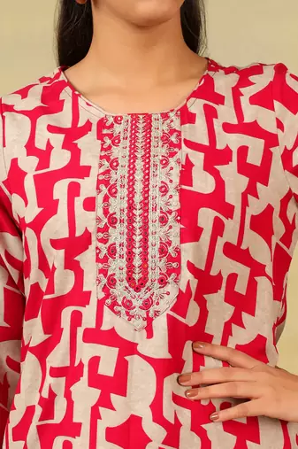 Sanaya deep rose abstract suit set