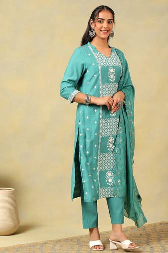 Kritika teal suit set