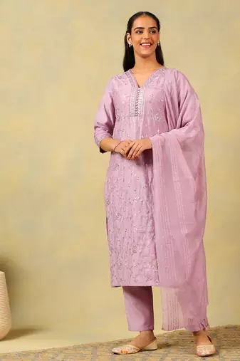 Meher lavender sequin suit set