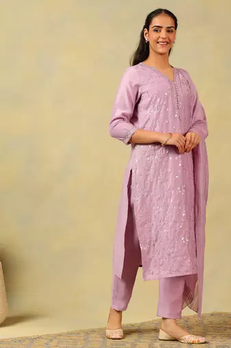 Meher lavender sequin suit set
