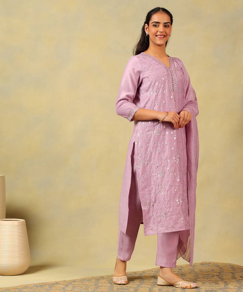 Meher lavender sequin suit set