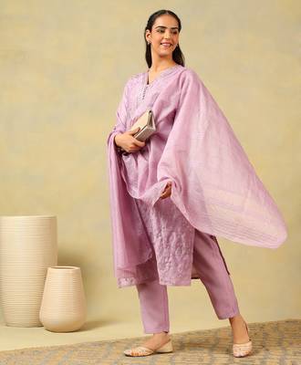 Meher lavender sequin suit set 4