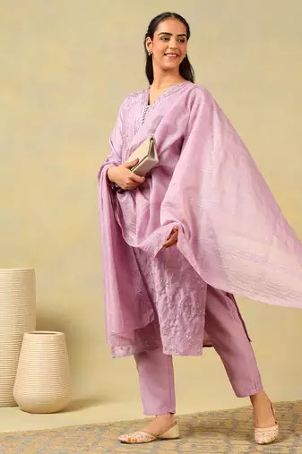 Meher lavender sequin suit set