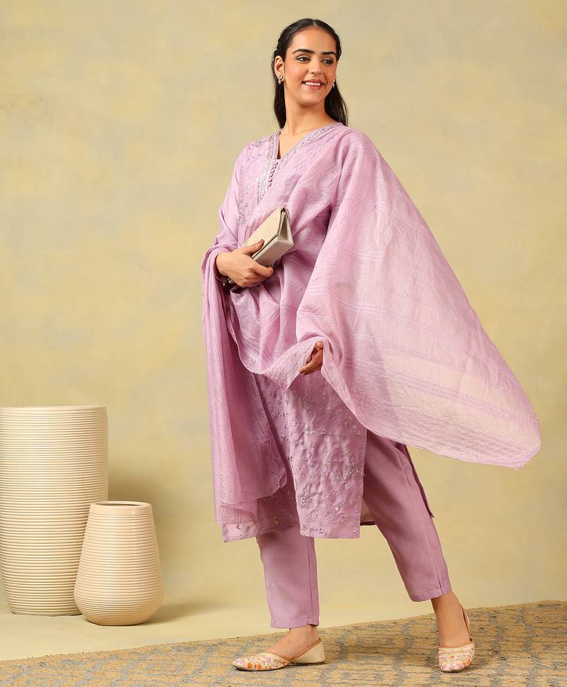Meher lavender sequin suit set