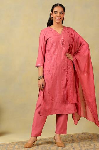 Keya rose-sequin suit set