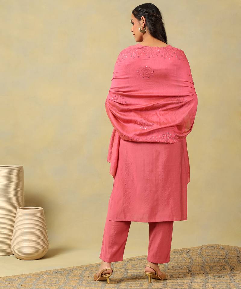 Keya rose-sequin suit set