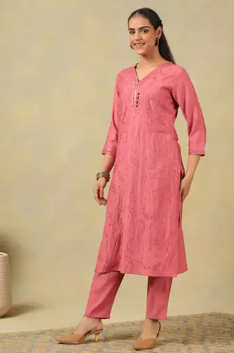Keya rose-sequin suit set