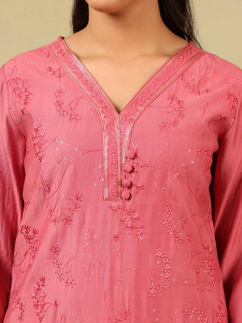 Keya rose-sequin suit set