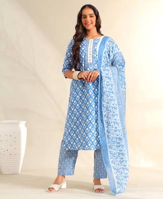 Inara cerulean floral suit set 1