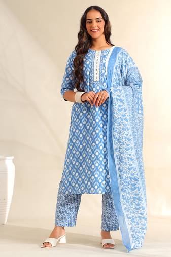 Inara cerulean floral suit set