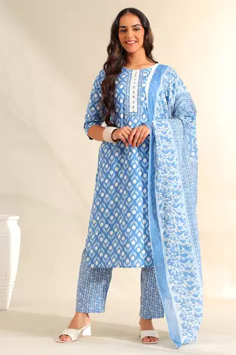 Inara cerulean floral suit set