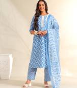 Inara cerulean floral suit set