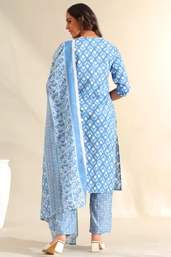 Inara cerulean floral suit set