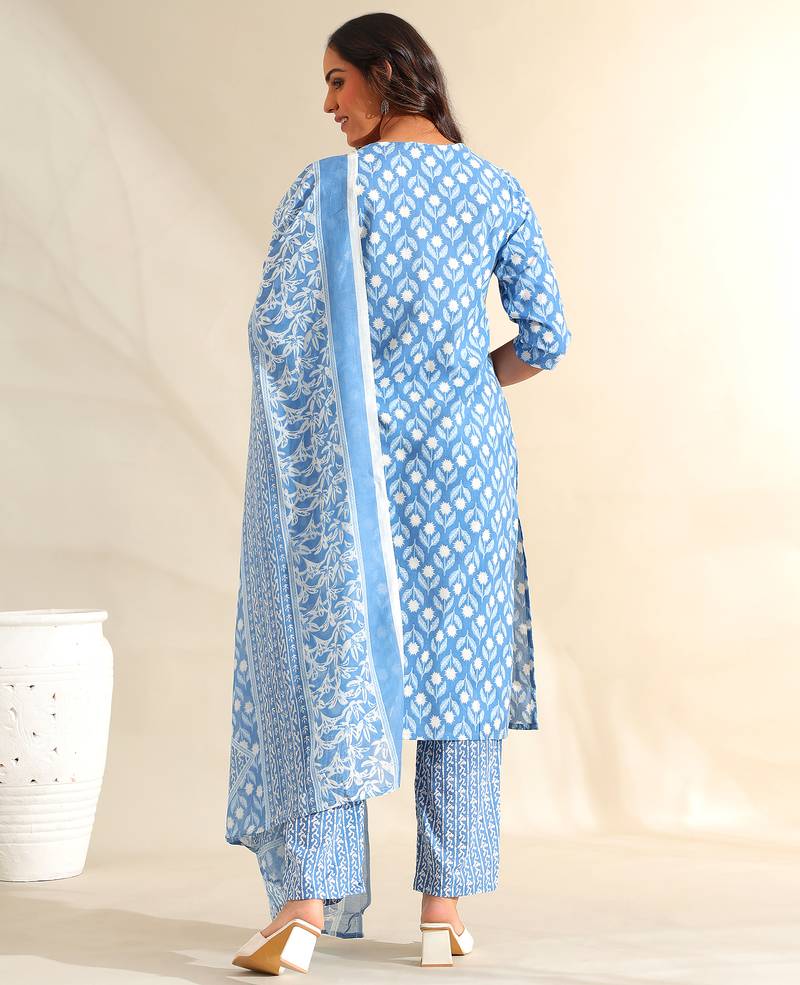 Inara cerulean floral suit set