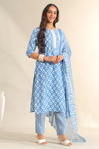 Inara cerulean floral suit set