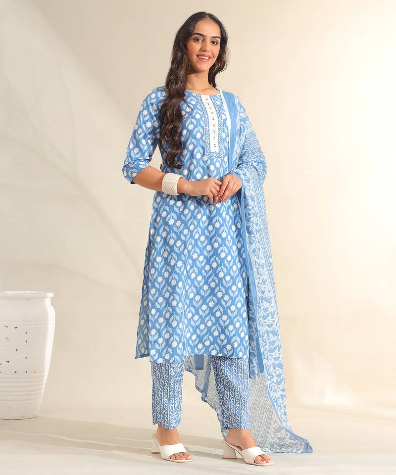 Inara cerulean floral suit set