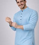 Sky blue color jaquard butti work jaquard silk kurta payjama set