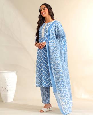 Inara cerulean floral suit set 4