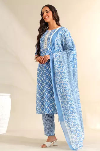 Inara cerulean floral suit set