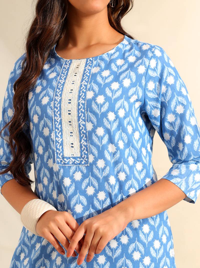 Inara cerulean floral suit set