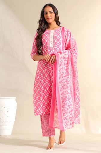 Amrita fuchsia garden suit set