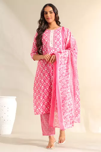 Amrita fuchsia garden suit set