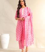 Amrita fuchsia garden suit set