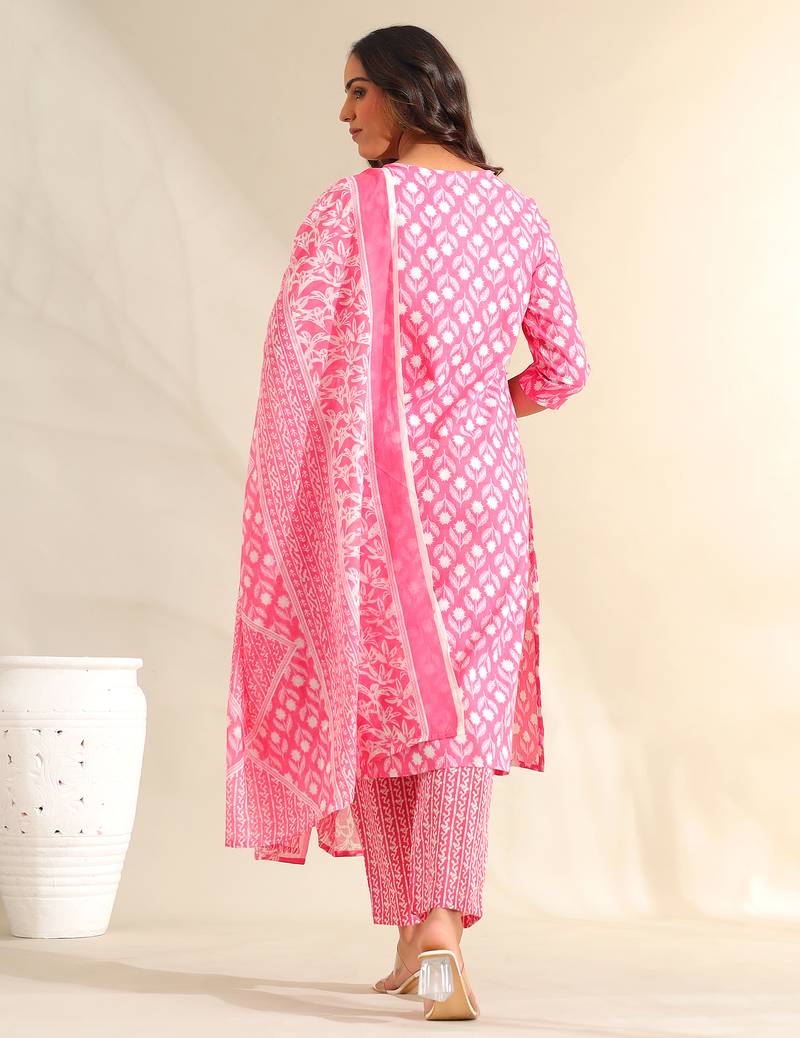 Amrita fuchsia garden suit set