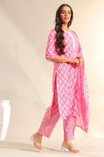 Amrita fuchsia garden suit set