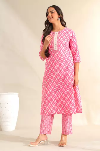 Amrita fuchsia garden suit set