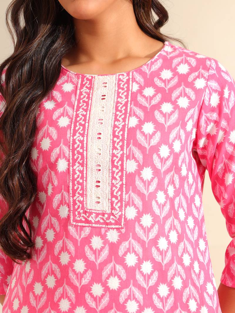 Amrita fuchsia garden suit set