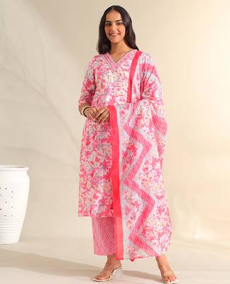 Ahana rosewater floral suit set 1