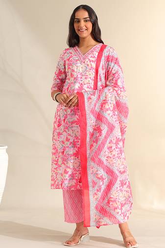 Ahana rosewater floral suit set