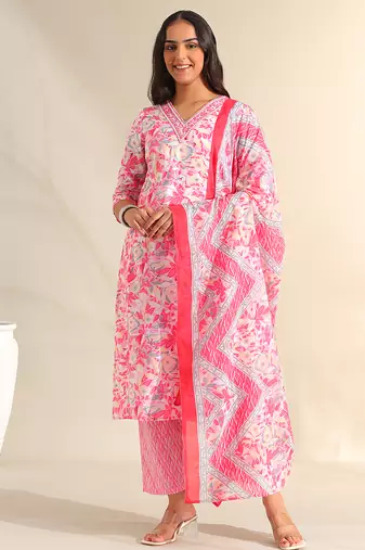 Ahana rosewater floral suit set