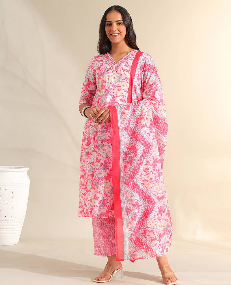 Ahana rosewater floral suit set