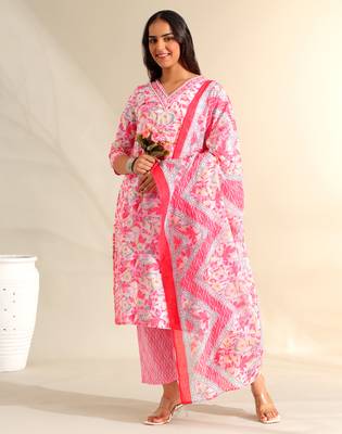 Ahana rosewater floral suit set 4