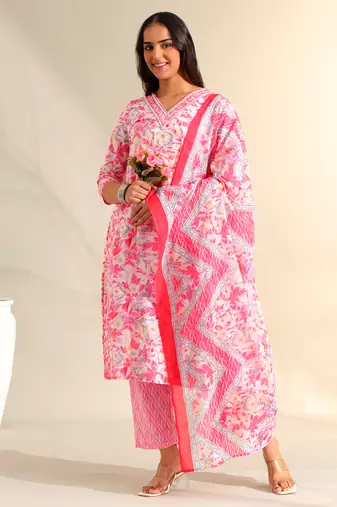 Ahana rosewater floral suit set