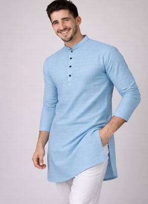 Sky blue color jaquard butti work jaquard silk kurta payjama set 2