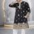 Black color multi thread embroidery work silk kurta payjama set
