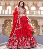 PURE VICHITRA SILK PREMIUM QUALITY WEDDING SPECIAL WESTERN LEHNGHA CHOLI