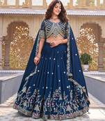 PURE VICHITRA SILK PREMIUM QUALITY WEDDING SPECIAL WESTERN LEHNGHA CHOLI