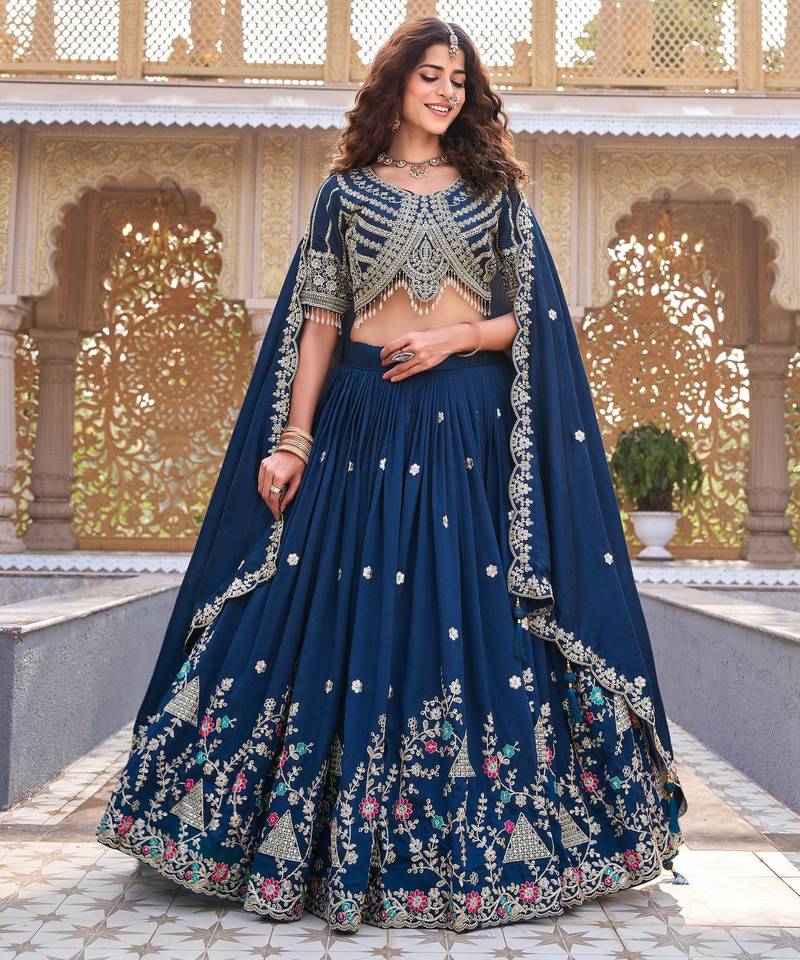 PURE VICHITRA SILK PREMIUM QUALITY WEDDING SPECIAL WESTERN LEHNGHA CHOLI