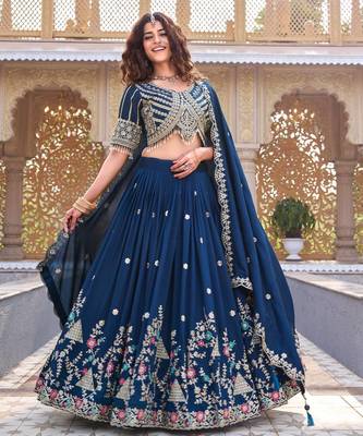 PURE VICHITRA SILK PREMIUM QUALITY WEDDING SPECIAL WESTERN LEHNGHA CHOLI 3